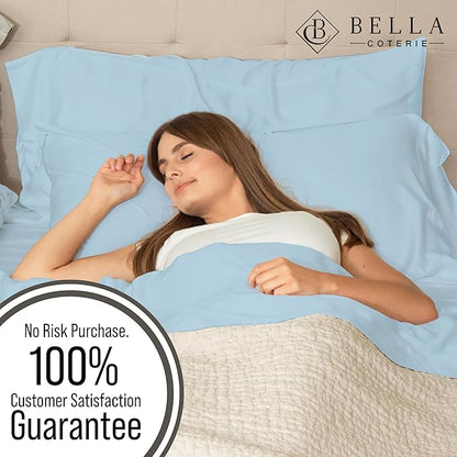 Bella Coterie Luxury Bamboo Viscose Twin Size Sheet Set | 100% Organically Grown | Ultra Soft | Cooling for Hot Sleepers | 18" Deep Pocket [Coastal Blue]