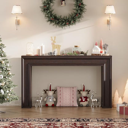 Rresyet 55 Inch Long Console Table, Sofa Table Behind Sofa, Wooden Entryway Table, Farmhouse Entryway Table for Entry, Hallway, Living Room (Cherry)
