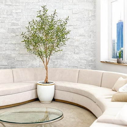 Fake Tree Faux Olive Tree Artificial Olive Trees Artificial Indoor 6.3 Feet Realistic Potted Silk Indoor Large Fruit for Home Offices, Living Rooms, Bedrooms, Stairs and Foyer Decor