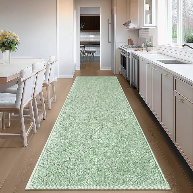 Bathroom Runner Rugs, Thin Absorbent Non-Slip Bath Mat, Quick Dry Low Pile Mats for Bathroom Floor Front of Bathtub,Shower Room,Sink,24"×72",Sage Green