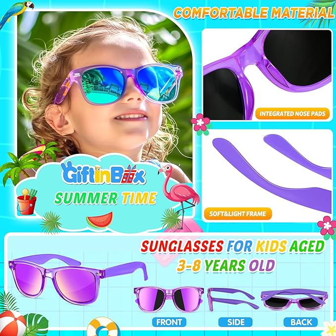 GIFTINBOX Kids Sunglasses Bulk Party Favors , 24Pack Translucent Kids Sunglasses For Boys Girls Age 3-8, Great Gifts for kids, Birthday Party ,Beach, Pool Party Favor