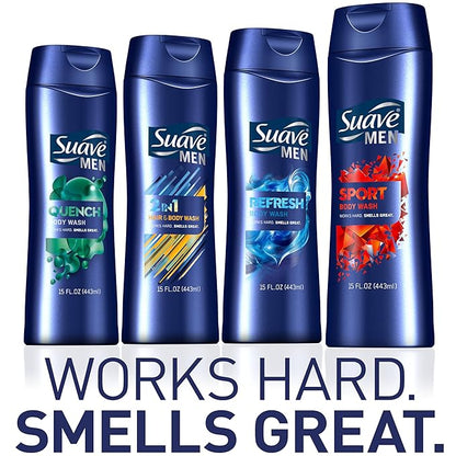 Suave Men Moisturizing Body & Face Wash, With Cedarwood and Mandarin Scent, No Parabens, No Phtahaltes, 18 Oz Pack of 6