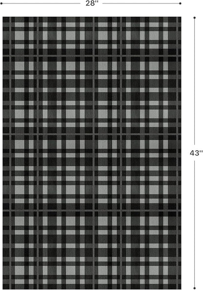 GENIMO Checkered Rug 27.5x43 inches Black and White Fine Plaid Outdoor Rug Buffalo Plaid Rugs Mat Fall Doormats Washable Rug for Front Porch Decor Indoor Entrance Patio Balcony Entryway