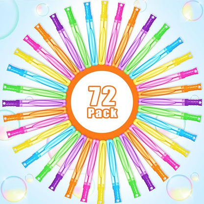 Bubble Wand, 72 Pcs Bubble Wands Bulk in 6 Colors, Bubble Party Favors for Kids, Summer Toys, Indoor Outdoor Activity, Themed Birthday, Wedding, for Girls & Boys
