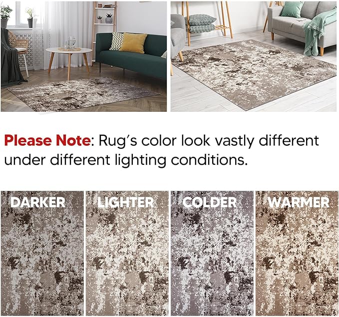 Keen Home Design Area Rugs - 5x8 Non-Shedding, Abstract Rugs for Kitchen, Living Room, Bedroom, Dining Room, Entryway - Size: 5'3" x 7'7", Multi