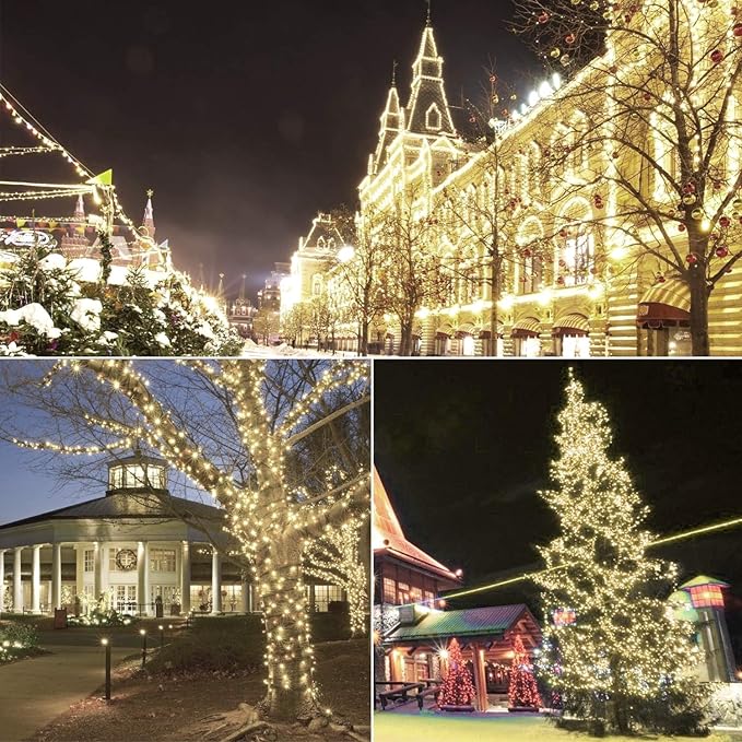 Christmas Lights Warm White 50 Counts, Christmas Lights Outdoor Warm White Commercial Grade Waterproof IP65, 25Ft 5mm Outdoor Mini LED, Xmas for Tree