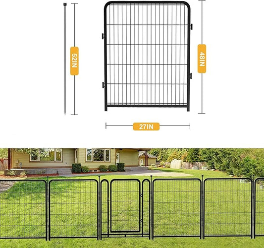 Garden Fence 40 Inch 14 Panels Without Gate, Total 31 Ft(L) Garden Fence for Yard and Dog, Black Dog Pen Wide Door, Metal Dog Pen Heavy Duty Pet Puppy Exercise Pen for Rv Camping