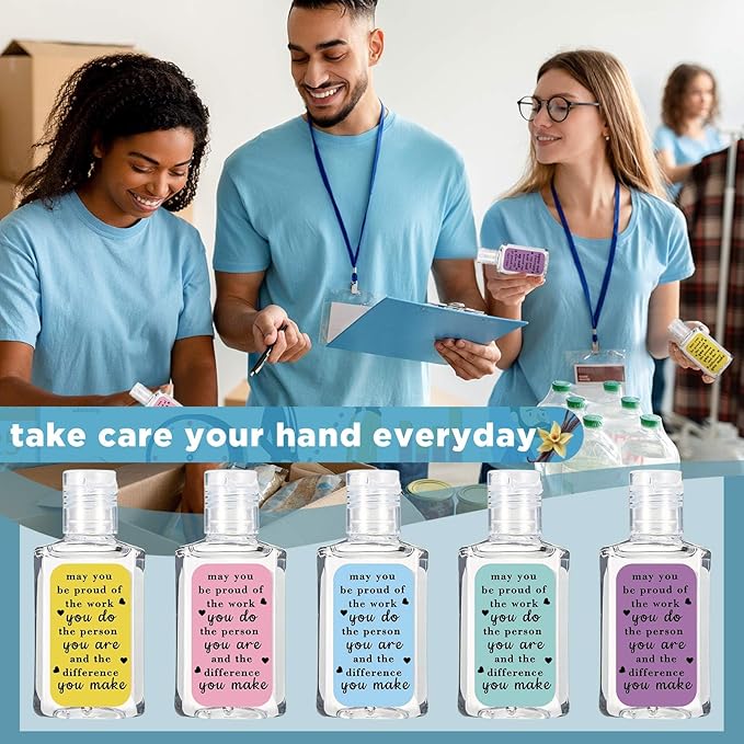 120 Pcs Thank You Gifts for Coworker Mini Hand Sanitize Gel Bulk Scent Hand Sanitizer Travel Size Inspirational Appreciation Gifts for Christmas Party Supplies Friends Teacher Employee