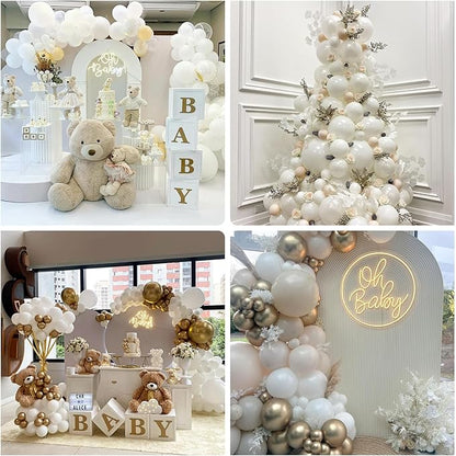 White Balloons, 12 Inch 30 Pcs White Balloon Matte White Latex Balloons for Arch White Party Helium Balloons for Birthday Wedding Baby Shower Graduation Anniversary Party Decorations, BLSR010
