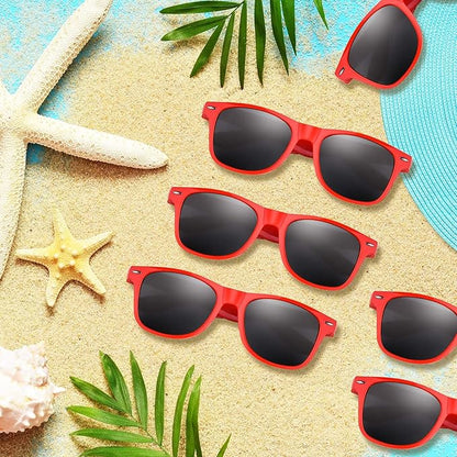 ASTARON 24 Pack Blue and Red Party Sunglasses Bulk Neon Party Favors for Beach Wedding Party Pool Party Supplies