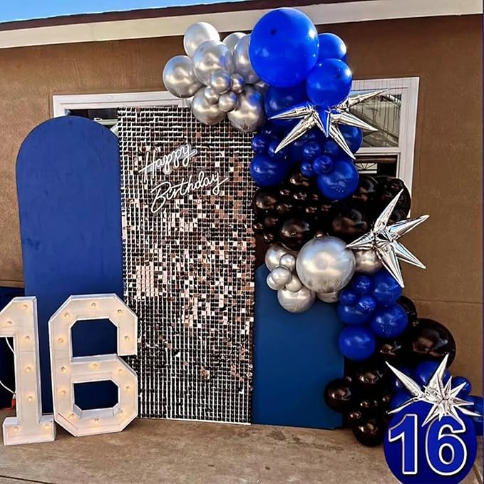 Dark Blue and Black Balloon, 60 Pcs 12 Inches Navy Blue and Metallic Silver Balloons for Kids Adults Birthday Space Party Wedding Baby Shower