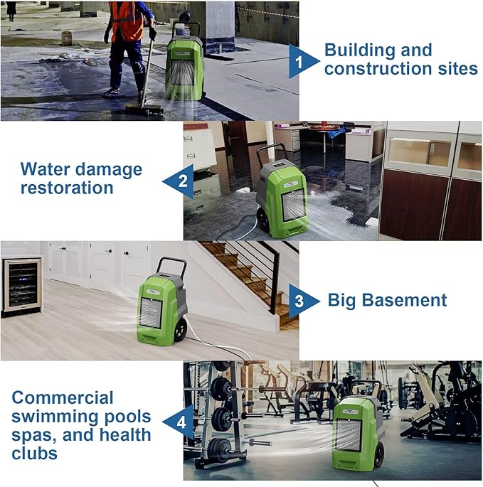 ALORAIR Storm Pro Commercial Dehumidifier 180 PPD, LGR Portable Dehumidifier with Pump, cETL Listed, 5 Years Warranty, LCD Display, for Clean-Up, Flood, Moisture