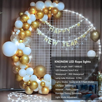 KNONEW 160FT 900LED Rope Lights for Outside,Outdoor String Lights Waterproof 8 Modes Clear Tube Light for Indoor,Bedroom,Wedding,Garden,Patio,Christmas,Tree,Rv,Holiday Decoration(Cold White)