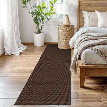 EARTHALL Woven Runner Rug 2.6x8 Ft Washable Runners for Hallways Wide Non Slip Rubber Backed Kitchen Runner Braided Indoor Floor Carpet for Entryway Hallway Kitchen Bedroom, Brown
