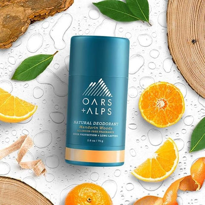 Oars + Alps Aluminum Free Deodorant for Men and Women, Dermatologist Tested and for Sensitive Skin, Vegan, Mandarin Woods, 1 Pack, 2.6 Oz