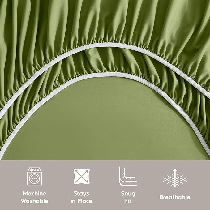 Nestl Full Sheet Set - Luxury 1800 Ultra-Soft Microfiber Full Bed Sheets - Double Brushed - Deep Pockets - Easy Fit - 4 Piece Set - Bedding Sheets & Pillowcases (Full, Calla Green)
