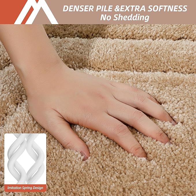 COSY HOMEER Bathroom Rugs Mat 24”x70” Absorbent Non-Slip Bath Mat, Plush Shaggy Bathroom Runner, Machine Washable Large Soft Bath Mats for Bath Floor,Tub and Shower,Beige
