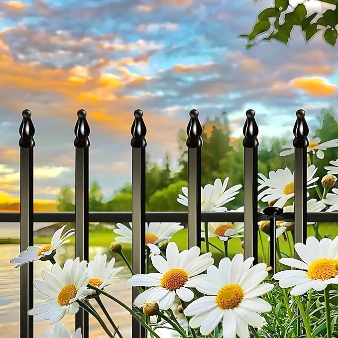 ARIFARO Decorative Metal Garden Fence 24" high x 24" Wide 5 Pack, Animal Barrier for Dog Pet,Border Garden Fencing for Outdoor Patio Lawn Yard Flower Bed
