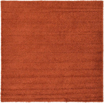 Unique Loom Solid Shag Collection Area Rug (8' Square, Terracotta)
