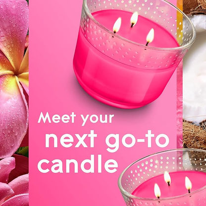 Glade Exotic Tropical Blossoms 3-Wick Air Freshener Candle, Infused with Essential Oils, 6.8 Oz, 3 Count