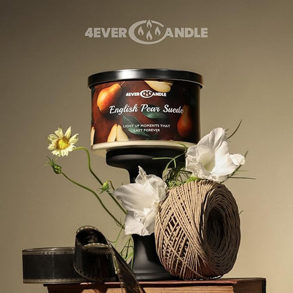 4EVER Scented Candles | 4-Wick 18oz Soy Wax Candle | Up to 50Hrs Clean Burn | Aromatherapy Candles for Home Scented | Gifts for Women & Mom, English Pear Suede