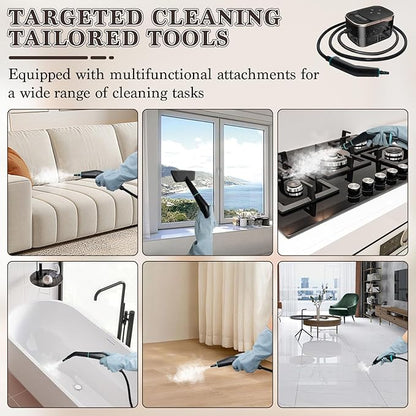 Steam Cleaner,15s Heat-Up 42.27oz Tank,2500w Handheld Steam Cleaner for Home with 15 pcs Accessories,Portable Steamer for Cleaning,kitchens,Grease,bathrooms,Grout,Tile,Bed Bugs,Floor,Couch and Car