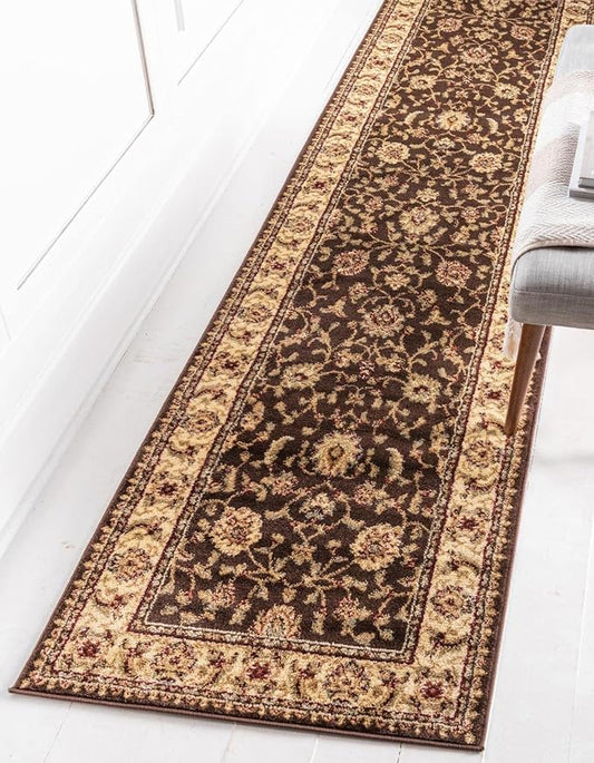 Rugs.com Aditi Collection Rug – 3' x 19' 8 Runner Brown Low Rug Perfect for Living Rooms, Large Dining Rooms, Open Floorplans