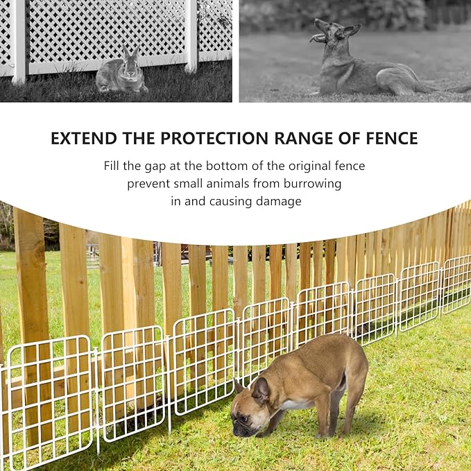 30ft x 17in Garden Fence Animal Barrier, 28 Panels No Dig Fence Border, Rustproof Metal Decorative Garden Fencing with Ground Stake, Flower Bed Edging Border for Dog, Rabbit, Outdoor Patio, White
