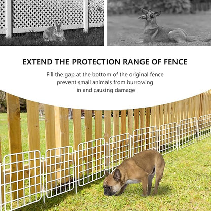 13ft x 17in Garden Fence Animal Barrier, 12 Panels No Dig Fence Border, Rustproof Metal Decorative Garden Fencing with Ground Stake, Flower Bed Edging Border for Dog, Rabbit, Outdoor Patio, White