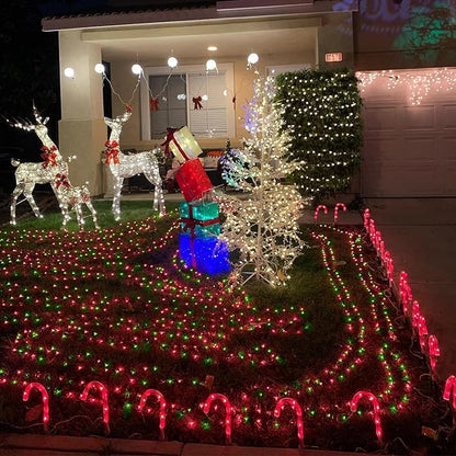 YEGUO 165ft 500 LED Christmas Lights Outdoor Waterproof, Red and Green String Lights Plug in, Green Wire Twinkle Tree Lights Indoor with Timer Memory 8 Modes