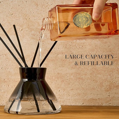 M&SENSE 6.9 oz Large Reed Diffuser Set | Evergreen Pine Scent Oil Diffuser with Sticks | Hotel Collection Non-Toxic Essential Oil |for Bedroom Bathroom Living Room