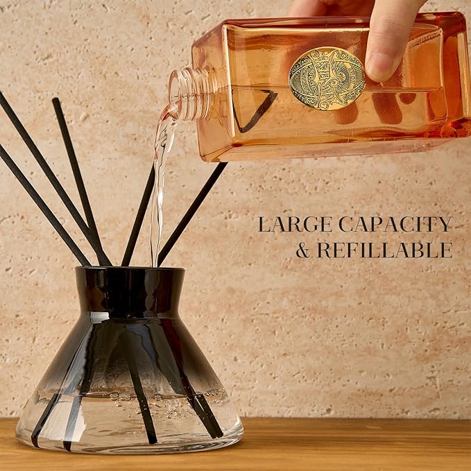 M&SENSE 6.3 oz Large Reed Diffuser Set | Red Camelia Scent Home Oil Diffuser with Sticks | Hotel Collection Non-Toxic Essential Oil |for Bedroom Bathroom Living Room