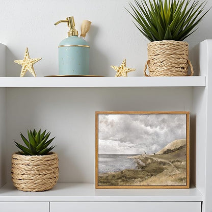 InSimSea Framed Canvas Wall Art Vintage Decor, Coastal Wall Art Danish Coast Nature Scenic Art for Bedroom, Wall Paintings, Farmhouse Office Bathroom Wall Decorations, 12"x16"