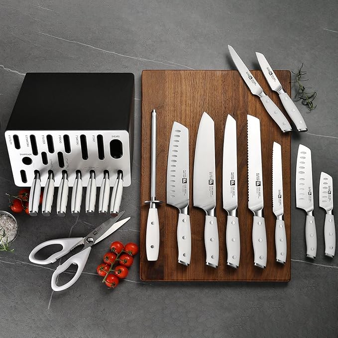 Stahl 19 Piece High Carbon Exclusive German Steel Knife Block Set (White)
