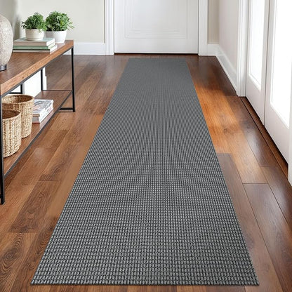 Braided Runner Rug 2x8 Ft Washable Runners for Hallways Non Slip Rubber Backed Kitchen Runners Cotton Entryway Runner Indoor, Woven Floor Carpet for Hall Kitchen Bedroom, Dark Grey/Grey