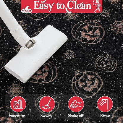Halloween Door Mat, Halloween Pumpkin Doormat Outdoor Front Door Entrance Absorbent Entry Mat with Non Slip Backing, 17''x30'', Pumpkins Black