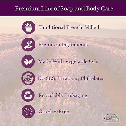A LA MAISON de Provence Sweet Almond Liquid Hand and Body Soap (Pack of 2) With Coconut Oil, Argan Oil and Vitamin E, 16.9 fl oz Each