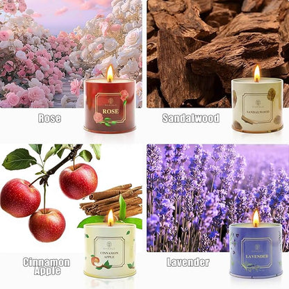 Valentine’s Day Gift Candles for Girlfriend & Wife-Scented Soy Candles Rose,Lavender,Sandalwood & Apple Fragrance with Gift Box, Romantic Aromatherapy Relaxation