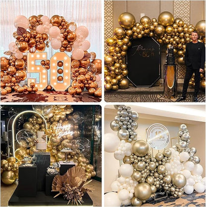 Gold Balloons 12 Inch 100 Pack, Metallic Gold Balloons Chrome Gold Metallic Balloon Shiny Matte Golden Latex Balloons for Birthday Graduation Anniversary Baby Shower Wedding Party Decorations