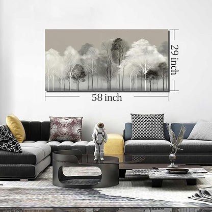 Prepeyssee Black and White Tree Wall Art for Living Room Large Landscape Modern Artwork Gray Forest Picture for Bedroom Home Office Ready to Hang 29x58 Inch