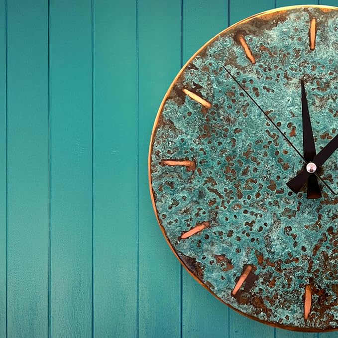Handmade Copper Wall Clock Artisan Touch in Every Piece - Tree of Time Wall Decor Clock for Living Room, Office, Kitchen & Bedroom (Pure Copper, 11)
