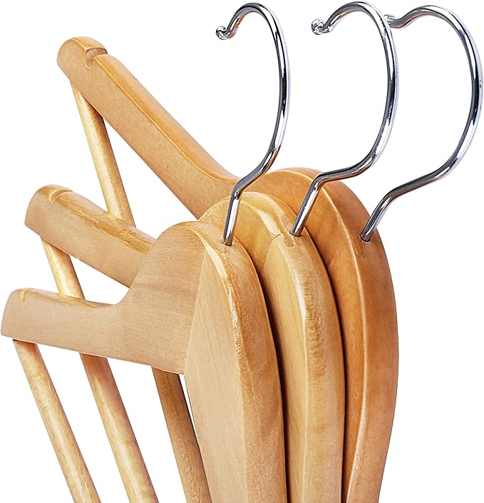 Utopia Home Premium Wooden Hangers 10 Pack - Durable & Slim Coat Hanger - Suit Hangers with 360-Degree Rotatable Hook - Wood Hangers with Shoulder Grooves (Natural Color)