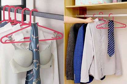 Plastic Hangers 50 Pack, Light Weight Durable Clothes Hangers with Hooks Standard Size G-Shape&Non-Slip Coat Hangers for Everyday Use (Pink)