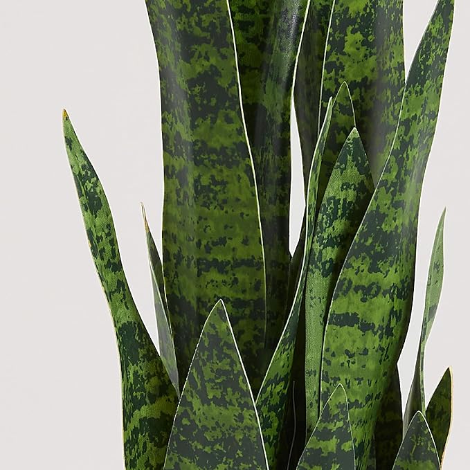 KOL 25.6'' Artificial Snake Plant Sansevieria Indoor, 32 Leaves Lifelike Faux Plants, Home Garden Decoration Mother in Law Tongue 2ft, Fake Potted Houseplant, Green
