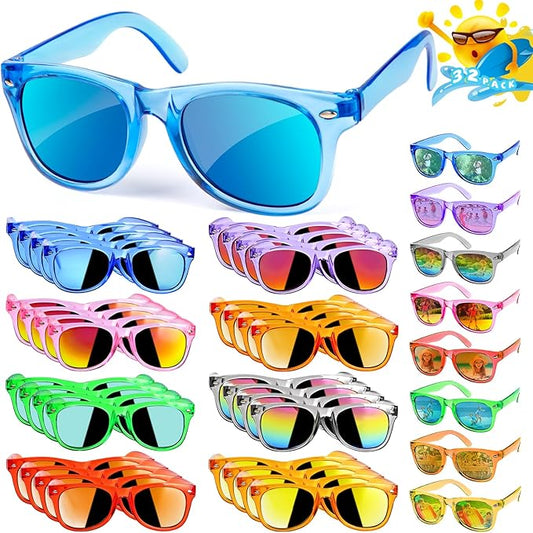 Kids Sunglasses Bulk Party Favors - 32 Packs Boys Girls Sunglasses for Kids Age 3-8 with UV 400 Protection, Neon Sunglasses for Kids Party