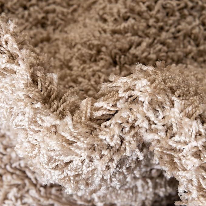 Unique Loom Solid Shag Collection Area Rug (6' 1" Octagon, Taupe)