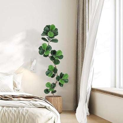 Garvee Fiddle Leaf Fig Tree 6ft Tall Artificial Tree with White Planter，Faux Floor Plant, Indoor Fake Plants for Home Office Decor
