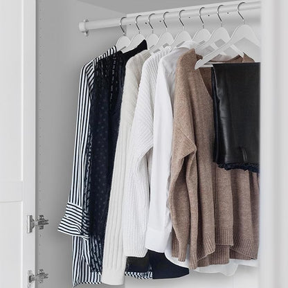 Casafield - 40 White Wooden Suit Hangers - Premium Lotus Wood with Notches & Chrome Swivel Hook for Dress Clothes, Coats, Jackets, Pants, Shirts, Skirts