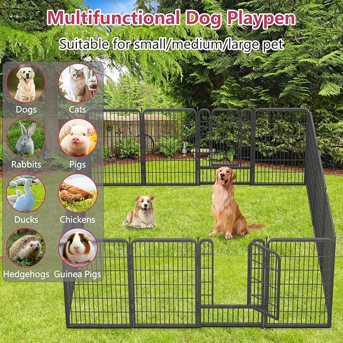 Dog Playpen 40" Height 14 Panels Portable Pet Fence Outdoor for Yard Indoor Dog Pen Puppy Playpen Indoor for Medium/Small Animals, Heavy Duty Pet Pen for RV, Camping, Yard