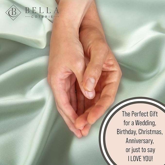 Bella Coterie Luxury Bamboo Viscose Split King Size Sheet Set | 100% Organically Grown | Ultra Soft | Cooling for Hot Sleepers | 18" Deep Pocket [Sea Glass]